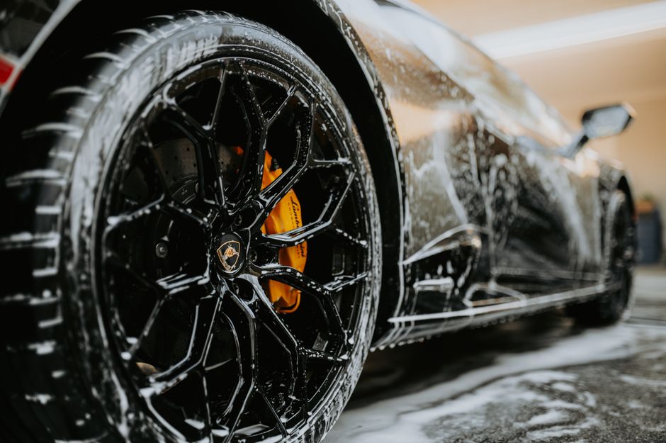 Luxury premium car wash service in action